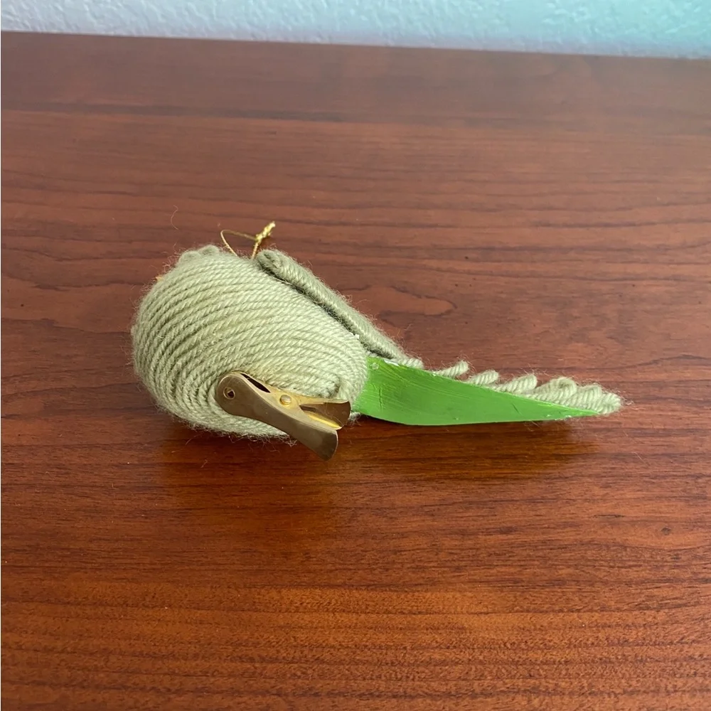 Green Yarn Bird Ornament
